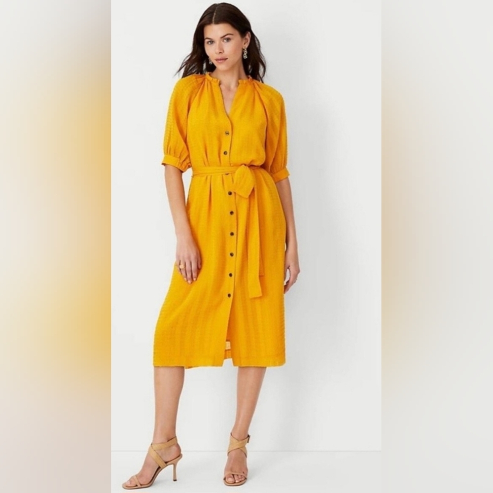 Ann Taylor Golden Yellow Midi Shirt Dress